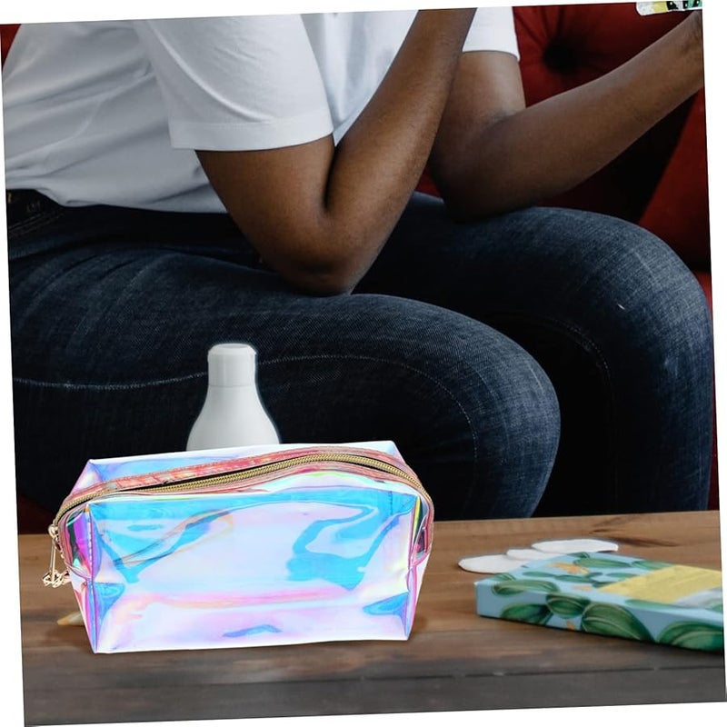 Veemoon Rainbow Transparent TPU Makeup Bag Portable Travel Toiletry Pouch For Women - Image 2